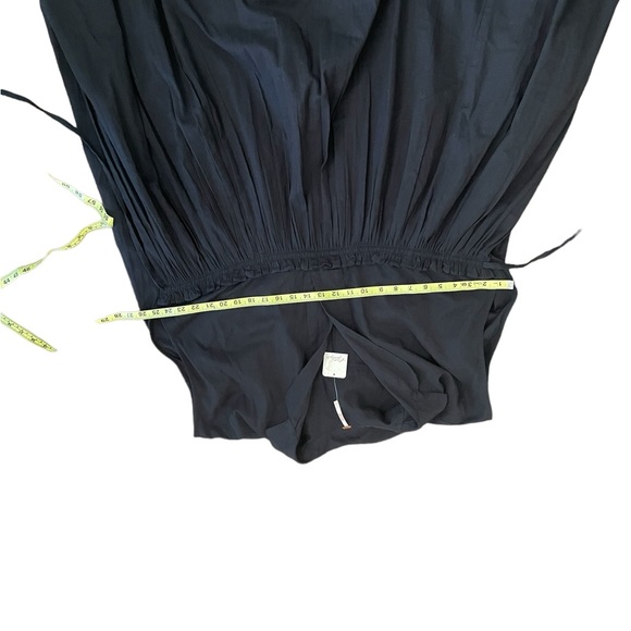 FREE PEOPLE Black Collared Cotton Linen Blend Midi Dress New With Tags - Picture 9 of 10